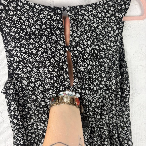 American Eagle Outfitters Black and White Square Neck Sundress Front Slit M 90s - Picture 6 of 11